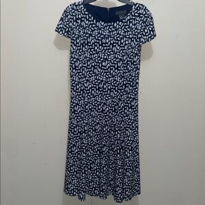 Navy and White Floral Dress Easy Care